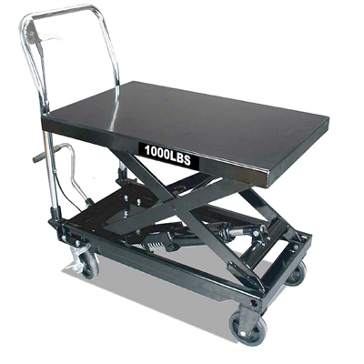 Pojízdný pracovní stůl zdvižný, nosnost 450 kg, s hydraulickým systémem