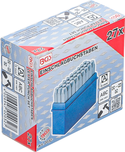 Razící matrice písmen, sada 27ks 5,0 mm  - BGS 2032