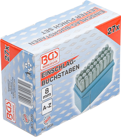 Razidlá na písmená, sada 27ks 8,0 mm - BGS 2034