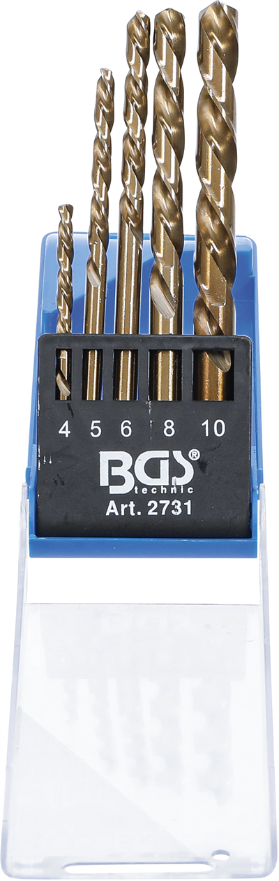 Vrtáky HSS 3,0 - 10,0 mm, titánové, ľavé - BGS 2731