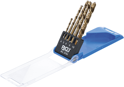 Vrtáky HSS 3,0 - 10,0 mm, titánové, ľavé - BGS 2731
