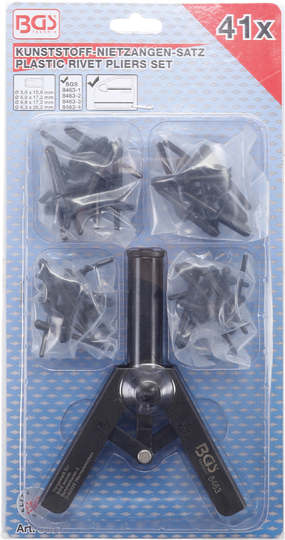 Kliešte na nity na plasty + 40 ks nitov 5,0 - 6,3 mm - BGS 8463