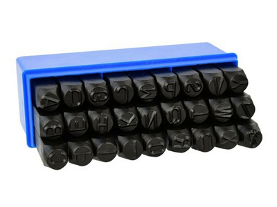Dierovače písmen, 10 mm, sada 27 kusov