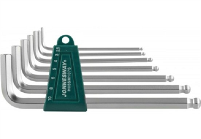 Sada klíčů Imbus s kuličkou, dlouhých, 2.5 - 10 mm, 7 kusů - JONNESWAY H05SM107S