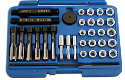 Opravná sada na závity žhaviacich sviečok M8x1, M10x1, M10x1,25, M12x1,25, 33 kusov - QS14140