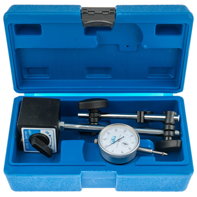 Magnetický stojan, trojnožka + meradlo výchylky, rozsah 0 - 10 mm