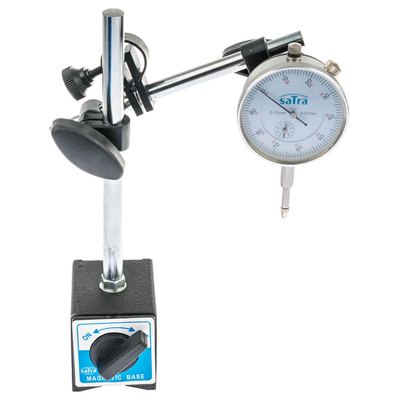 Magnetický stojan, trojnožka + meradlo výchylky, rozsah 0 - 10 mm