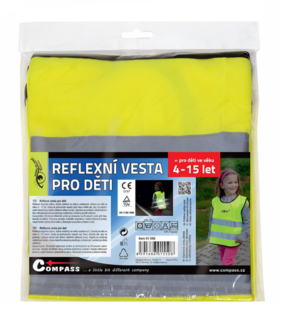 01550 Vesta výstražná žlutá dětská S.O.R. EN 1150:1999