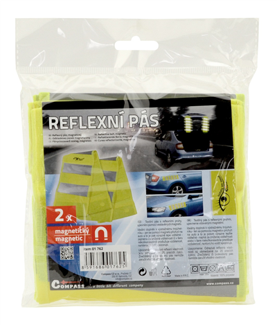 01762 Reflexní pás s magnety žlutý 2ks
