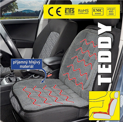 04121 Potah sedadla vyhřívaný s termostatem 12V TEDDY přední