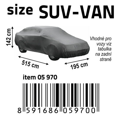 05970 Ochranná plachta FULL   SUV-VAN 515x195x142cm NYLON