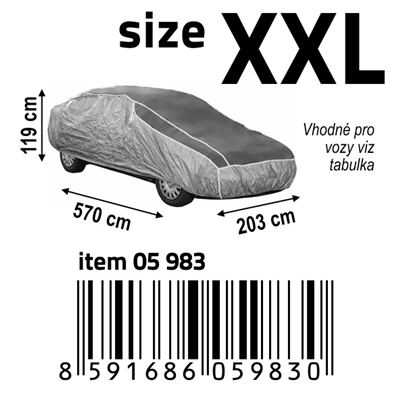 05983 Ochranná plachta proti kroupám XXL 570x203x119cm