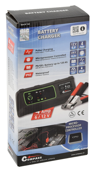 07145 Mikroprocesorová nabíjačka 4Amp 6/12V PB/GEL max. 120Ah