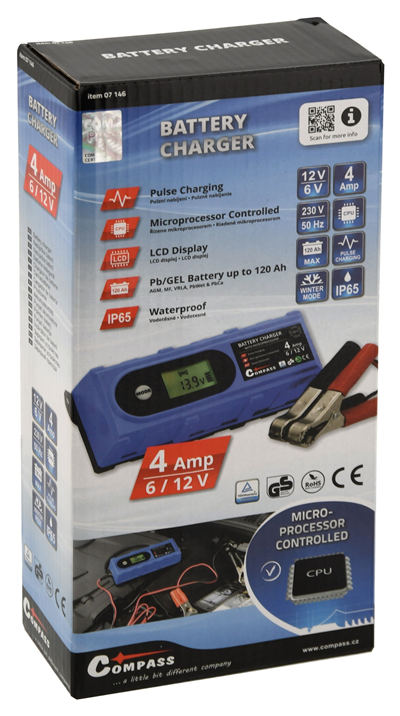 07146 Mikroprocesorová nabíjačka 3,8Amp 6/12V PB/GEL LCD displej