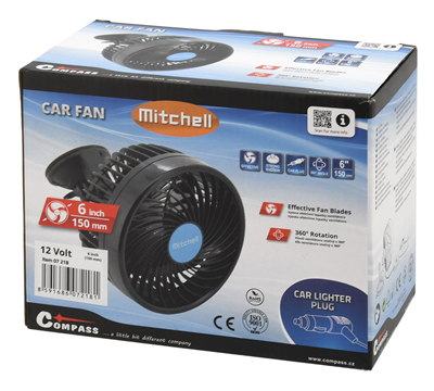 07218 Ventilátor MITCHELL 150mm 12V na přísavku