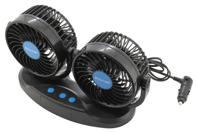 07224 Ventilátor MITCHELL DUO 2x130mm 12V na palubní desku s teploměrem