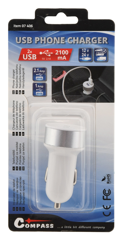 07406 Zástrčka 2xUSB 12-24V 5V/2100mA