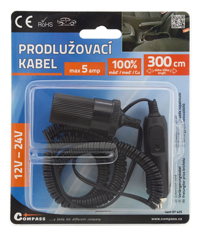 07425 Prodlužovací kabel 12/24V 5A 3m