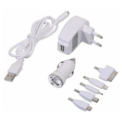 07681 Nabíječka telefonu 230/12V 2,1A (Iphone 4-8, miniUSB, microUSB, USB-C)