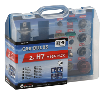 08518 Žárovky 12V servisní box MEGA H7+H7+pojistky
