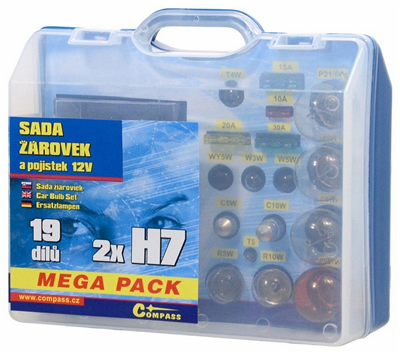 08518 Žárovky 12V servisní box MEGA H7+H7+pojistky