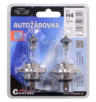 08615 Žárovka 12V  H4  100/90W P43t blister 2ks