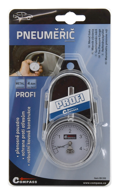 09332 Tlakomer na pneumatiky PROFI 4kg/cm2