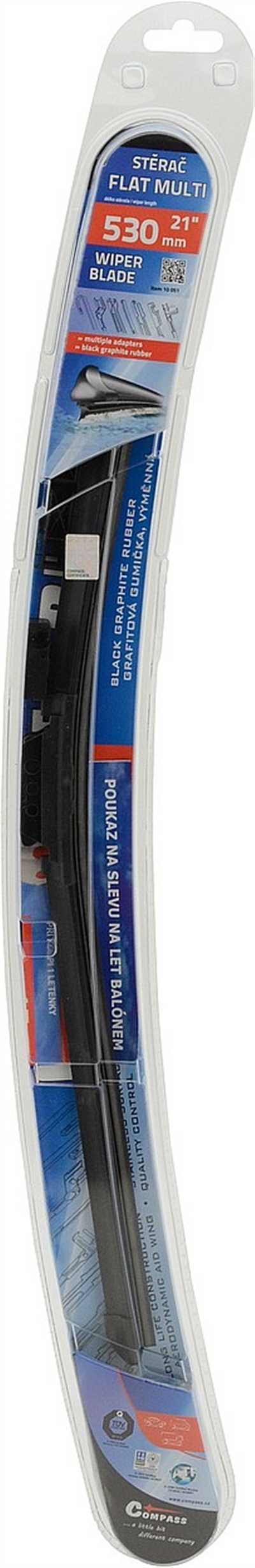 10051 Stěrač FLAT MULTI 530mm s adaptéry