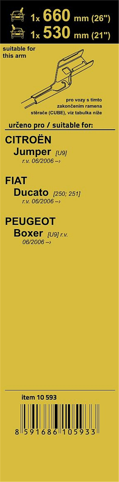10593 Stěrače FLAT SET (CUBE) 660+530mm
