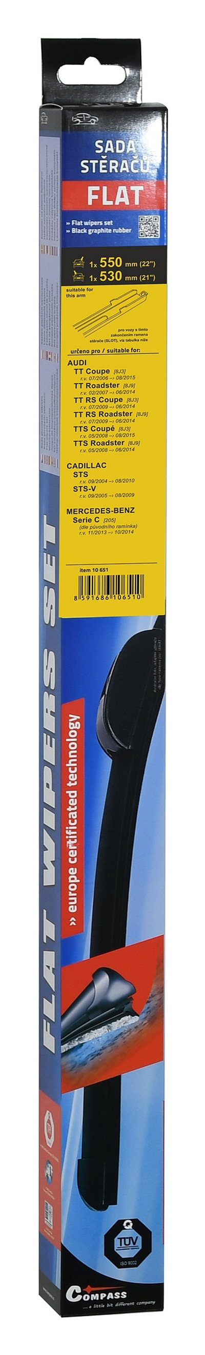 10651 Stěrače FLAT SET (SLOT) 550+530mm
