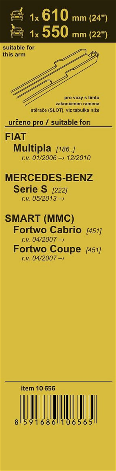 10656 Stěrače FLAT SET (SLOT) 610+550mm