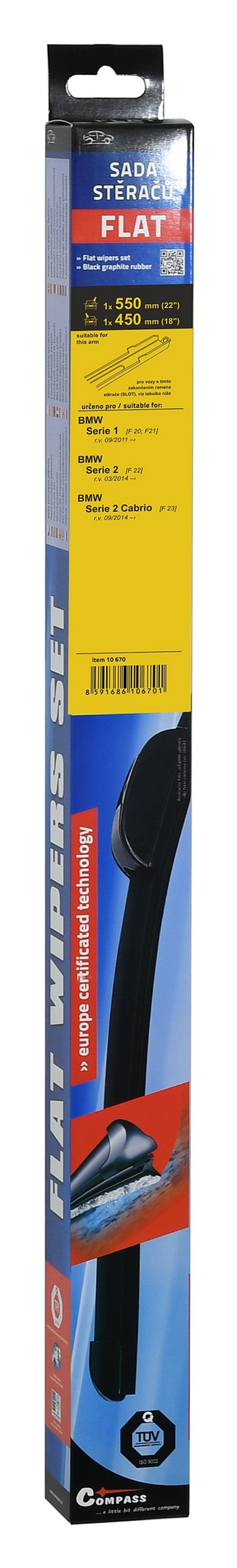 10670 Stěrače FLAT SET (SLOT) 550+450mm