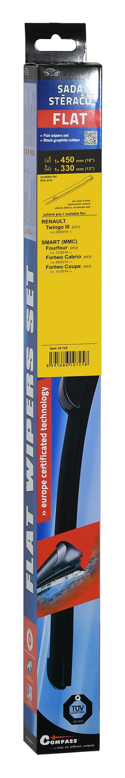10725 Stěrače FLAT SET (BOLT) 480+330mm