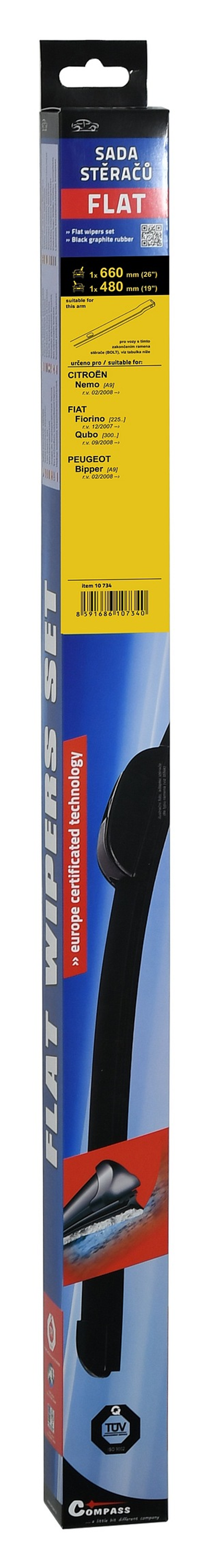 10734 Stěrače FLAT SET (BOLT) 660+480mm