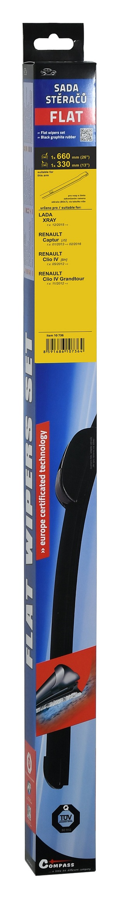 10736 Stěrače FLAT SET (BOLT) 660+330mm