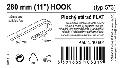 10801 Stěrač FLAT BULK (HOOK) 11