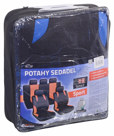 31675 Potahy sedadel sada 9ks SPORT modré AIRBAG