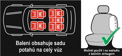 31688 Potahy sedadel sada 9ks CARBON LIGHT šedé AIRBAG