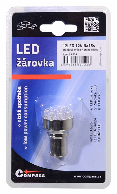 33728 Žárovka 12LED 12V Ba15s oranžová