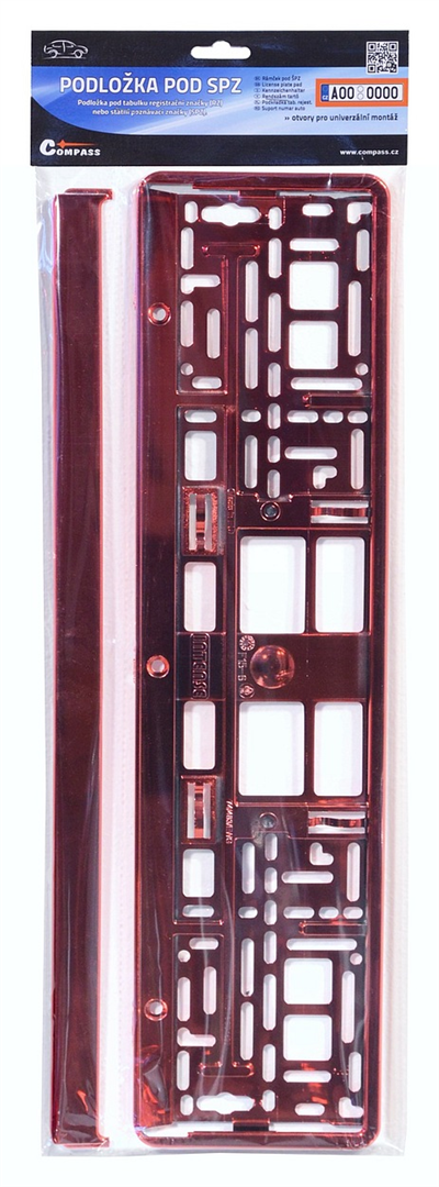 91562 Podložka pod SPZ RED metallic
