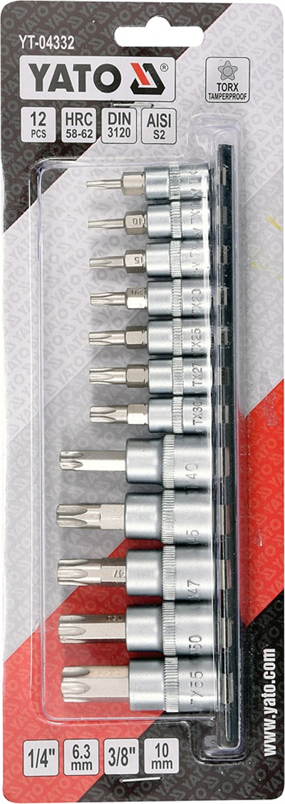 Sada bezpečnostných bitov Torx 12 ks (CrV 6150)