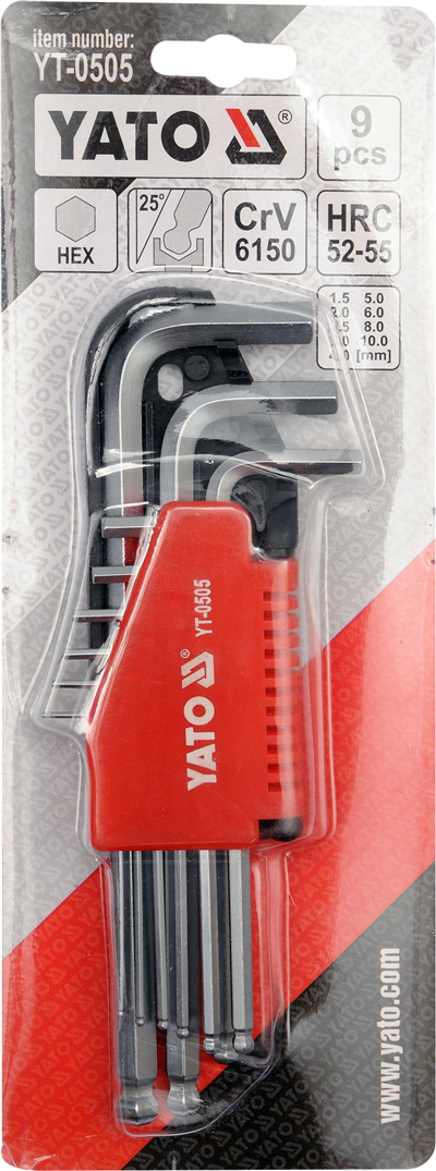 Sada kľúčov imbus s guličkou 9 ks dlhšiu