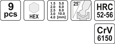 Sada kľúčov imbus s guličkou 9 ks dlhšiu