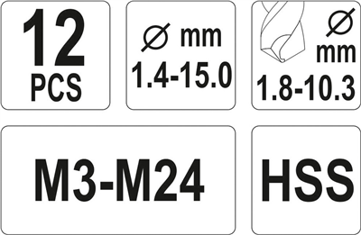 Vrtáky na zlomené skrutky SET 12 ks