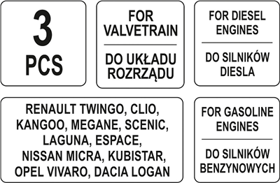 Súprava na blokovanie kolies, Renault, Nissan