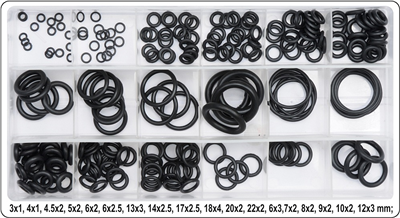 O krúžky gumové tesniace sada 225ks, 3x1 - 22x2mm