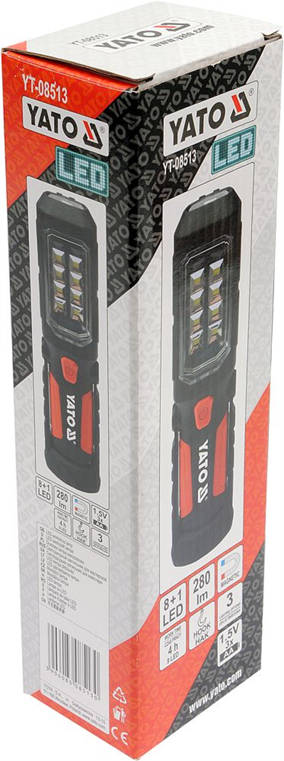 Montážna lampa 8 + 1 LED, háčik + magnet