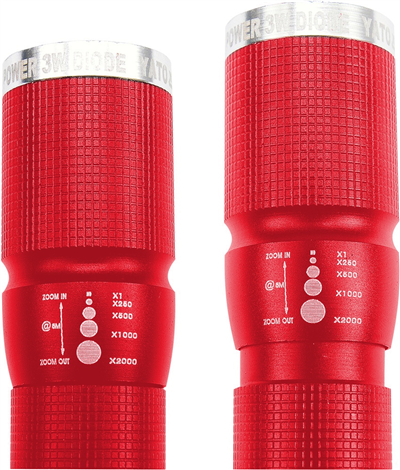 Vrecková vodotesná baterka IP64, funkcia ZOOM, 110L, 1xAA, 100x25mm