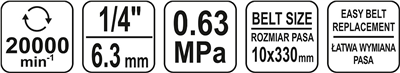 Pneumatická pásová brúska 10 x 330 mm (veľkosť pásu)