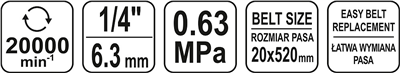 Pneumatická pásová brúska 20 x 520 mm (veľkosť pásu)